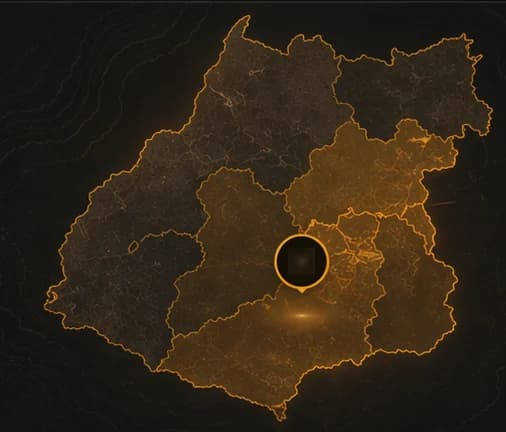 Mapa estilizado de atuação em Goiás
